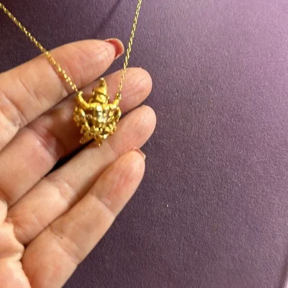 Vintage Franklin Mint Gold Leprechaun Necklace (24k Gold Plate) - Picture 3 of 3